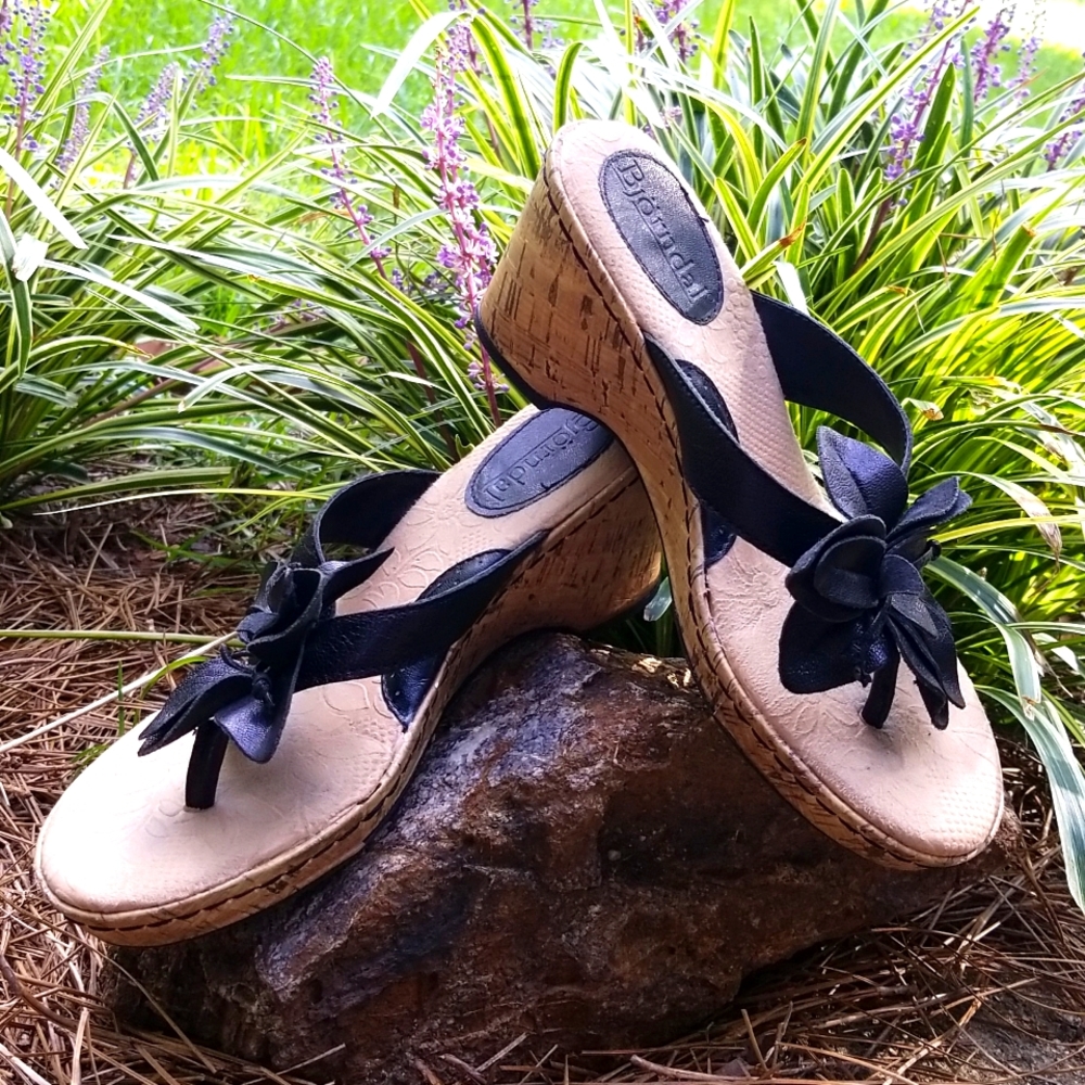 EUC Bjorndal Leather Wedge Sandals